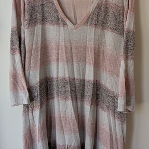 Lane Bryant Boxy Pink and Gray Tunic